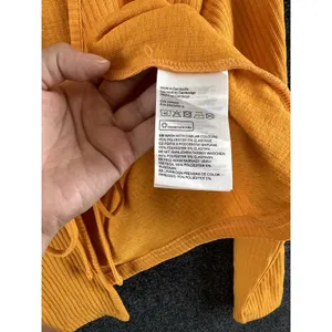 H&M Divided Mustard Yellow Rib Knit Long Sleeve Tie-Front Crop Cardigan Size M thumbnail 6