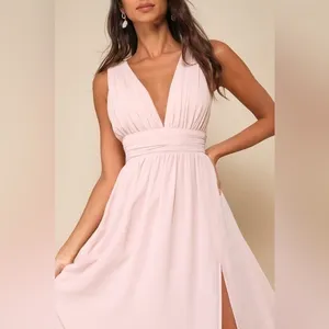 NEW Lulus Heavenly Hues Blush Maxi Dress Sz MEDIUM thumbnail 6