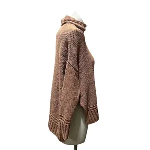 Aerie Sweater Womens Size M Brown Oversized Turtleneck Pullover Cozy Tunic thumbnail 3
