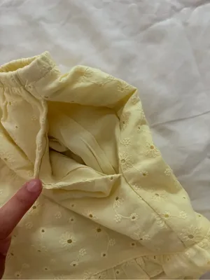 Grey Bandit NWT Eyelet Ruffle Hem Athletic Shorts in Pale Yellow thumbnail 4