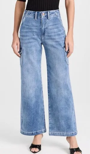 Paige Carly Cargo jeans wide leg high rise size 27 thumbnail 1