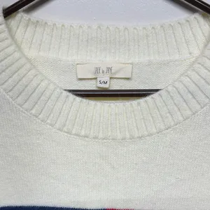 Elegant Ivory Sweater with American Flag Design thumbnail 2