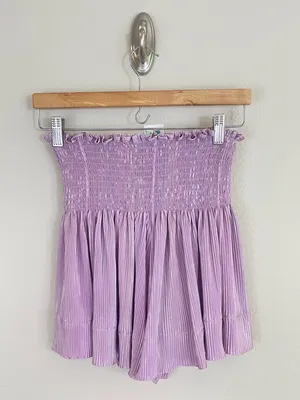 Queen of Sparkles Smocked Waist Lilac‎ Mini Shorts Size XS thumbnail 4