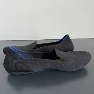 Rothy's The Flat Women’s Size 9 Ecru Textile Ballet Comfort Shoes Slip On Black thumbnail 4