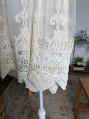 Rock & Roll Cowgirl Romantic Ivory Embroidered Lace Boho Tunic Western Top S thumbnail 10