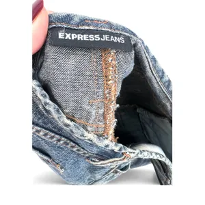 Vintage Y2K 90's Express 7/8 Denim Skirt Corduroy Floral Patches Ruffle Low rise thumbnail 4