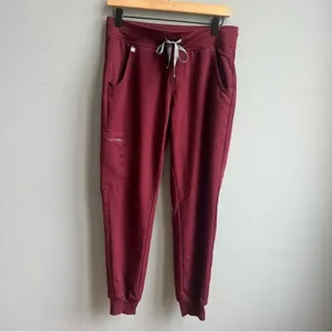 Figs Zamora Jogger Scrub Pants Burgundy Drawstring Waist Slim Fit Pant Small thumbnail 6