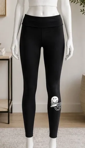 YiDian Womens Leggings Black Limited Edition Smiley Graphic Medium thumbnail 1