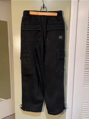 FB County Women's Size Small Heavyweight Baggy‎ Cargo Sweatpants Black Cotton thumbnail 10