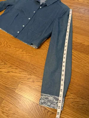En Crême Long sleeve Cropped Button-Front Shirt - denim Blue size M thumbnail 11