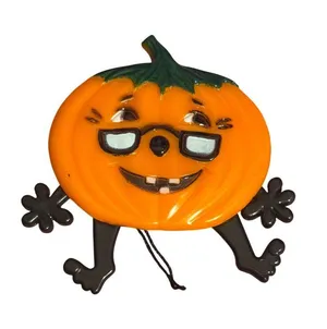 Vintage Articulated Jack O Lantern Pumpkin Pin Pull String Arms Legs Move Estate thumbnail 1
