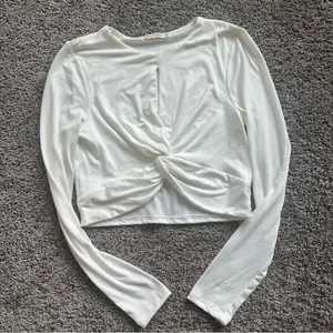 Heart & Hips Ivory Twist Detail Crop Top thumbnail 3