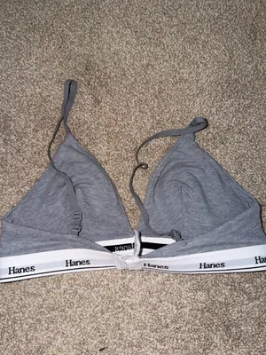Hanes Gray Logo Elastic Triangle Bralette thumbnail 2