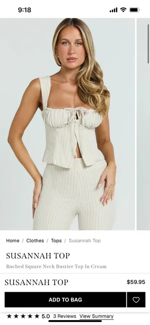 New Showpo Susannah Top Square Neck Bustier Top & Pants Pinstripe Fitted Capri Pants thumbnail 2