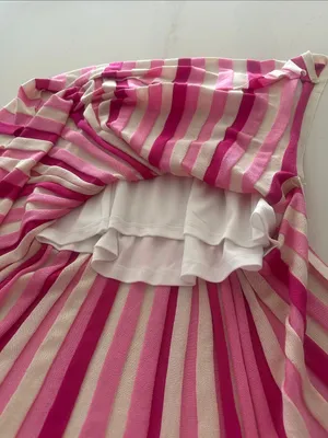 Express Striped knit cream pink and magenta longer skirt with side slit size M‎ thumbnail 3