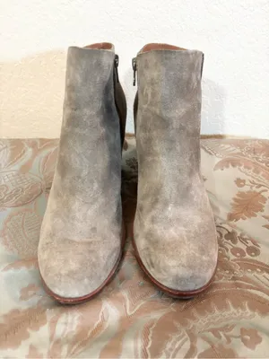 Kork Ease Natalya Gray Distressed Nubuck Leather Stacked Wedge Bootie Heel Sz 8 thumbnail 5