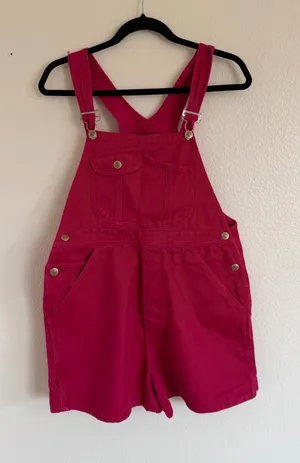 Vintage Pink Short Overalls Size M thumbnail 1