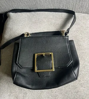 Black Shoulder Bag with Gold Buckle Accent thumbnail 1