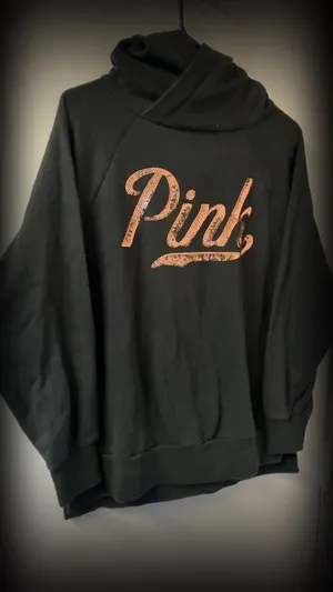 Victoria's Secret PINK Black Pullover Hoodie with Rose Gold Sequin Logo thumbnail 3