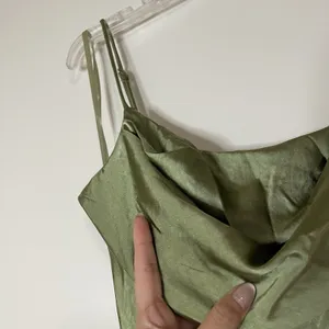 NEW! Selfie Leslie Well Versed Pleated Bust Front Split Dress Olive MED 27595d24 thumbnail 7