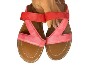 Coach Pink Leather Harlan Crossover Sandals thumbnail 3