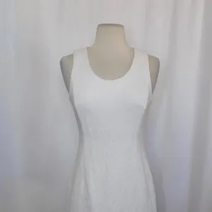 REBECCA TAYLOR Matelasse White Jacquard Lace Shift Dress Bridal Wedding Size 2 thumbnail 3