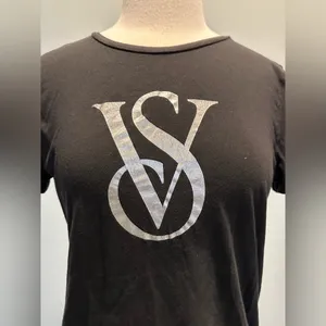 Victoria's Secret short sleeve black tshirt VS logo Size Small thumbnail 2
