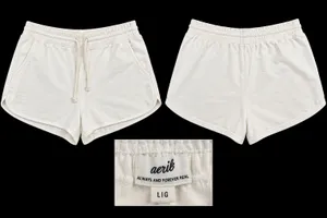 Aerie White Fleece Dolphin Shorts Drawstring Women’s L thumbnail 2