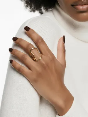 Gold Open Link Statement Ring - Women Jewelry Size 8 thumbnail 1