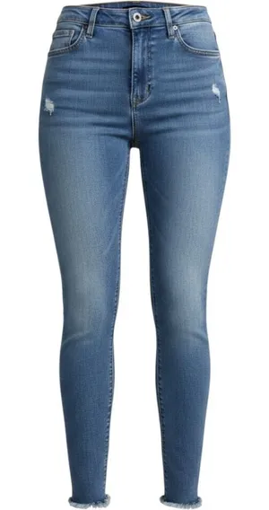American Eagle Mom Jeans Womens 6‎ Long Blue Rigid Seam Front Raw Hem Distressed thumbnail 1