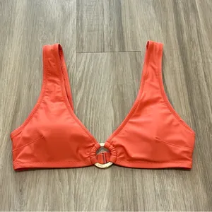 Aerie Tortoiseshell Ring Wide Straps Beach Scoop Bikini Top Sz L thumbnail 6