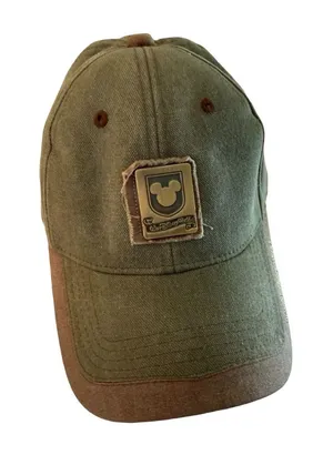 Disney Parks Hat Mickey Mouse Canvas Olive Brown Trim Adjustable Hook and Loop thumbnail 1