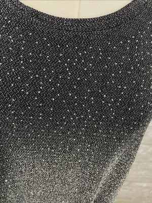 Studio Y Shimmery Short-Sleeve Knit Top - Black/Silver thumbnail 2