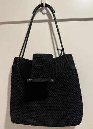 NWOT The Sak Black‎ Crochet Shoulder Boho Tote Bag thumbnail 1