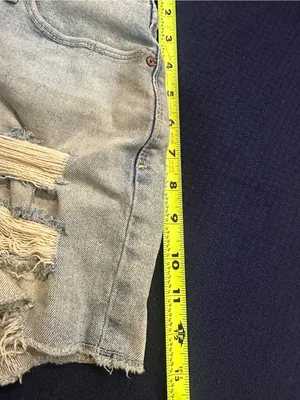 Levi's Light Blue Distressed Denim Shorts thumbnail 6