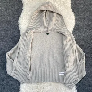 Wild Fable Cream Grey Cable Knit Zip Up Hoodie Sweater Grunge Dark Cottagecore thumbnail 8