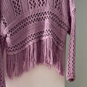 Free People Lavender Knit Fringe Sweater thumbnail 7