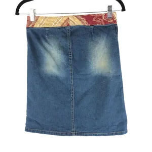Picasso Style Jean PSJ Womens Skirt Denim Y2K Vintage Lace Up Modest S thumbnail 2