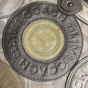 Coach Carly Patchwork Tote Bag Metallic Silver Grey Jacquard 14569 Y2K thumbnail 3
