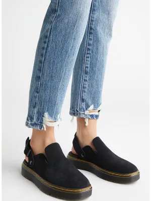 Dr. Martens Carlson Mule Black Suede Slingback Platform Size 9 thumbnail 1