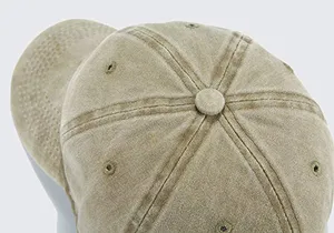 Unisex Vintage Washed Distressed Baseball-Cap Twill Adjustable | Khaki | Size OS thumbnail 3