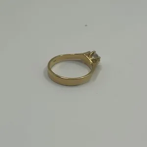 Vintage Gold Slanted CZ Ring Womens Cute 18k Plated Statement Dainty New thumbnail 4