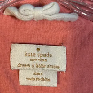 Kate Spade Queen of Hearts Pajama Top Coral Short Sleeve Button‎ Up Small thumbnail 3