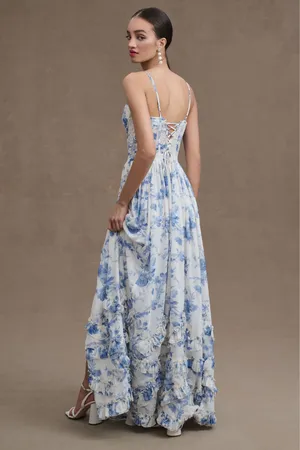 V. Chapman Carmen Corset Front-Slit Ruffled Gown thumbnail 2