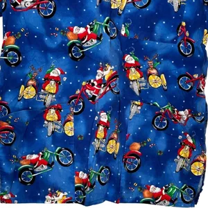 Peaches Uniforms Christmas Santa Motorcycle Scrub Shirt‎ thumbnail 3