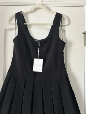 English Factory Classic Black U-Neck Pleated Sleeveless Tank Mini Dress thumbnail 7