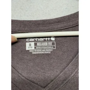 Carhartt Relaxed Fit V-Neck Long Sleeve T-Shirt Purple M 8-10 104407 V27 thumbnail 2