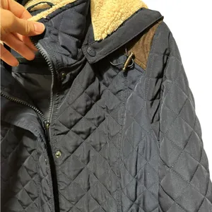 Laundry by‎ Shelli Segal Fleece-Lined Hooded Coat Navy Blue Quilted Sz L thumbnail 11