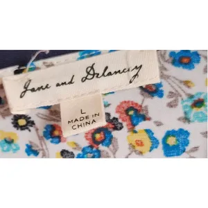 Jane and Delancey Womens Cottagecore Floral Peplum Smocked Cuffs Rayon Top Large thumbnail 3