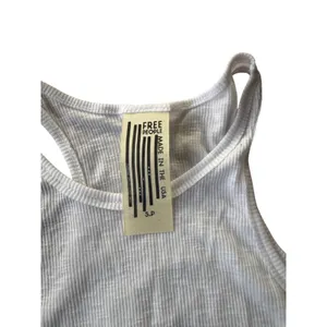Free People White Ribbed High Neck Racerback Tank Top Small S P Made in USA‎ thumbnail 3